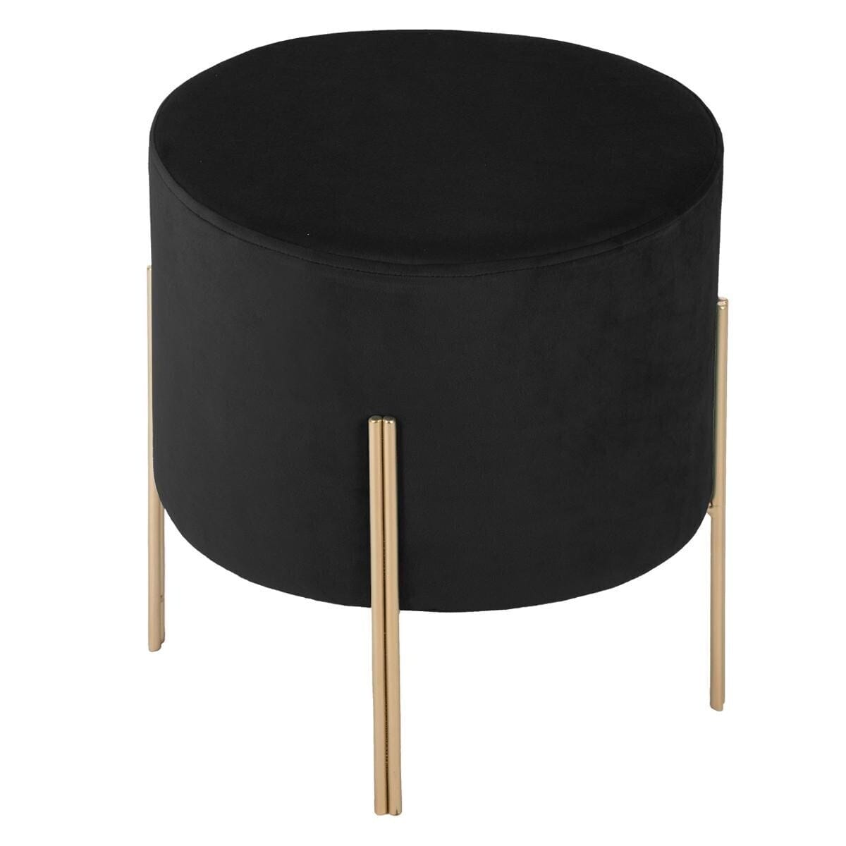 TABOURET LIVING VELOUR NOIR