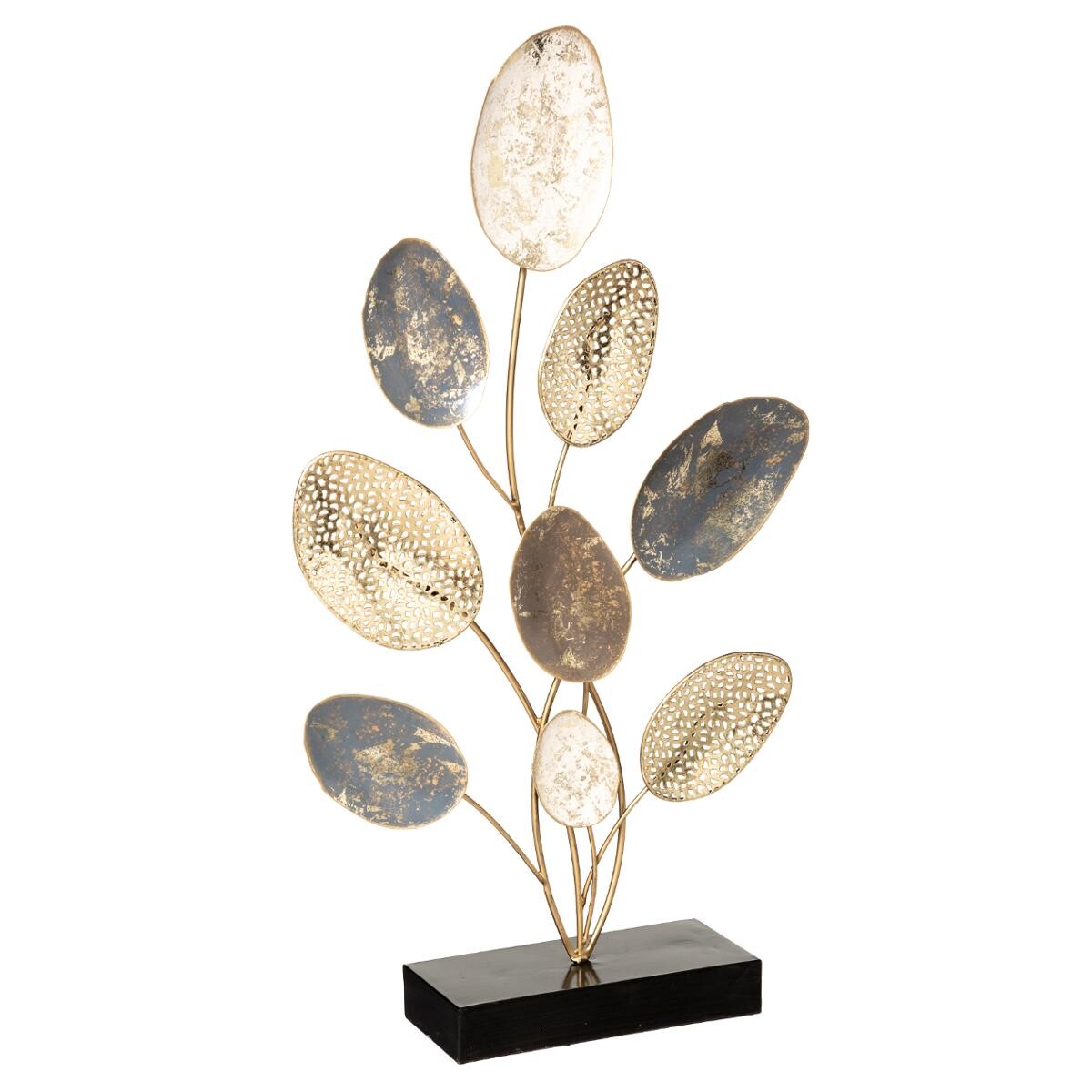 OBJET DECO FEUILLES METAL DORE H 53CM