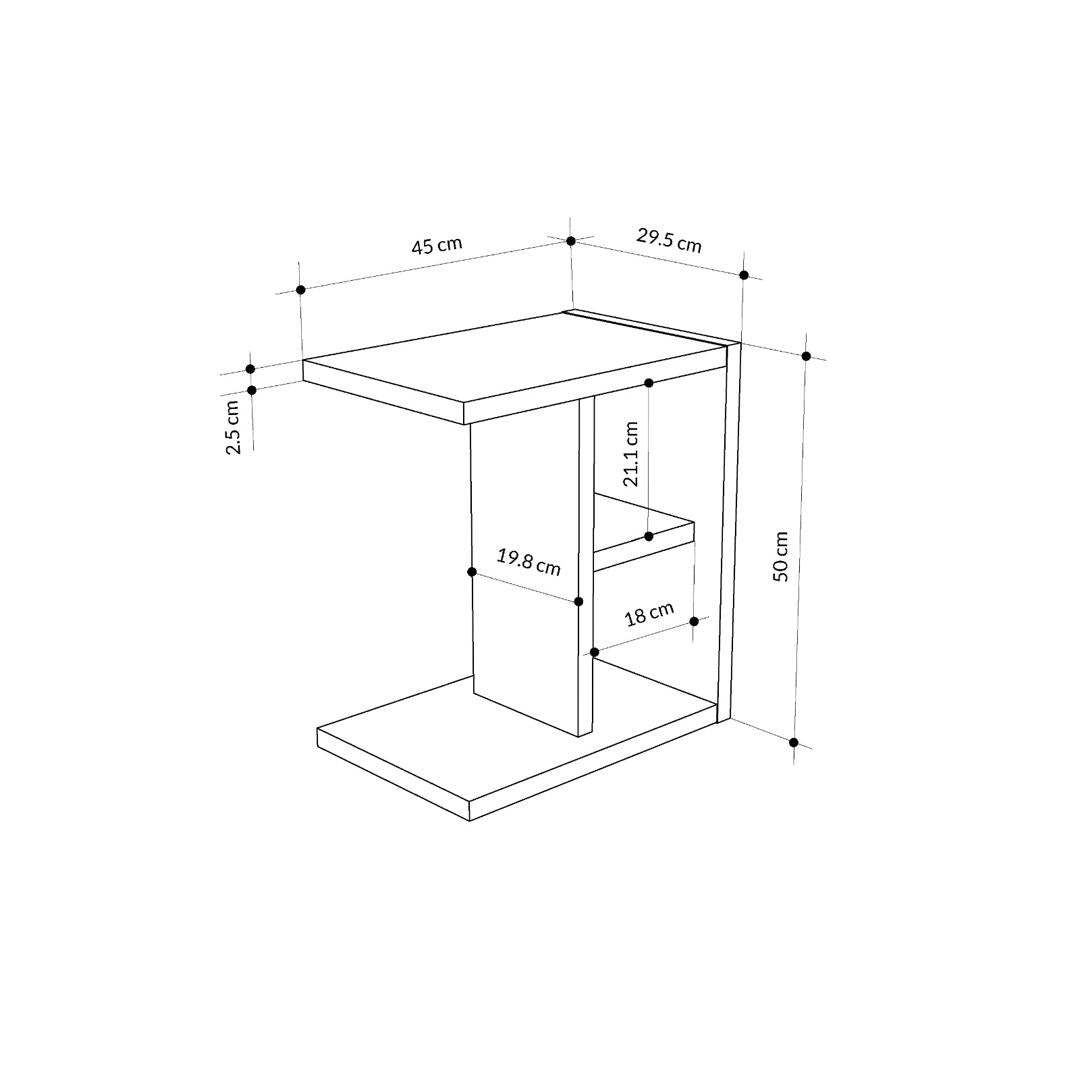 KOMOTI SIDE TABLE ANTHRACITE WHITE