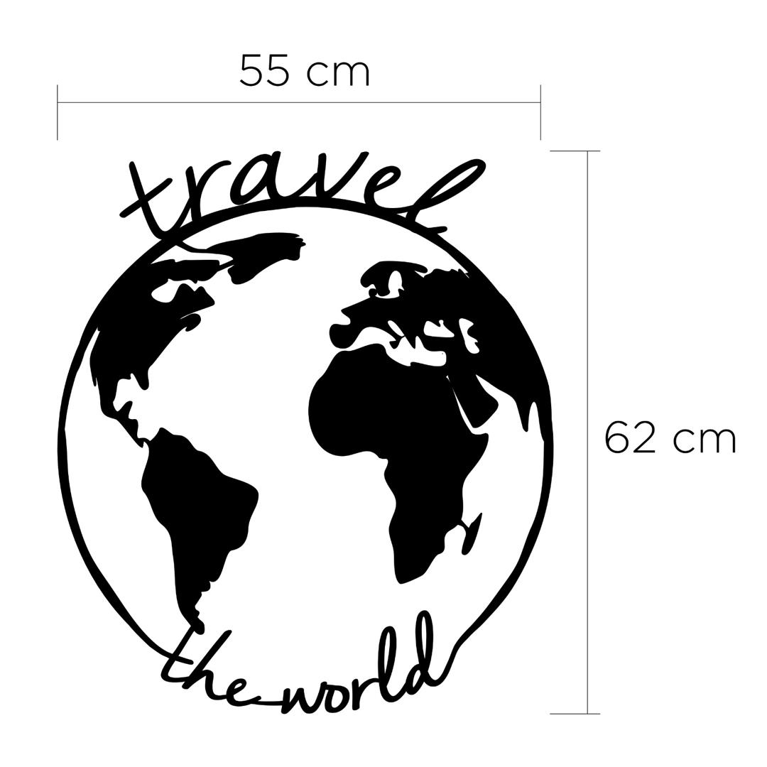 METAL WALL SCULPTURE TRAVEL THE WORLD