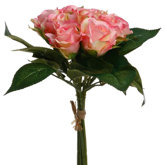BOUQUET DE 9 ROSES ARTIFICIELLES H 24 CM