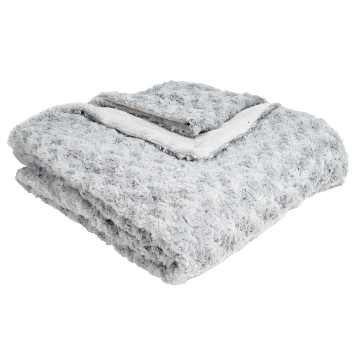 PLAID BOUCLETTE FAUSSE FOURRURE 120X160CM