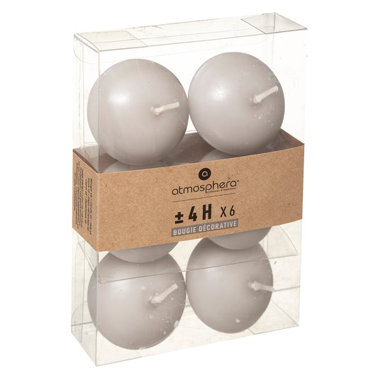 LOT DE 6 BOUGIES FLOTTANTES GRIS TAUPE