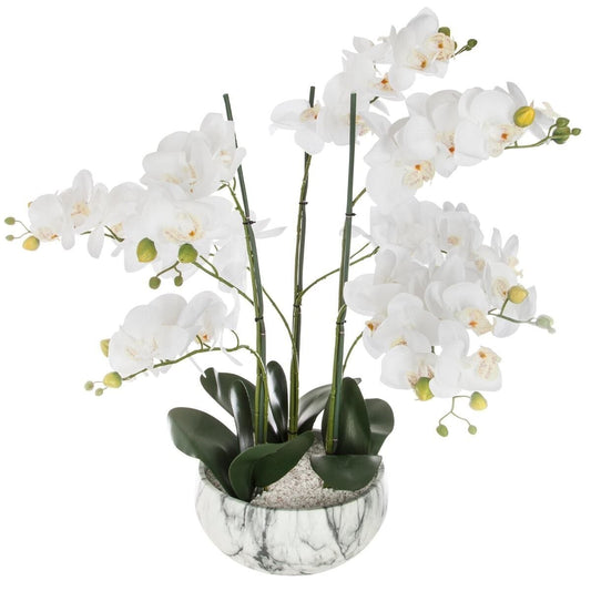 ORCHIDEES ARTIFICIELLLE POT MARBRE H 65CM