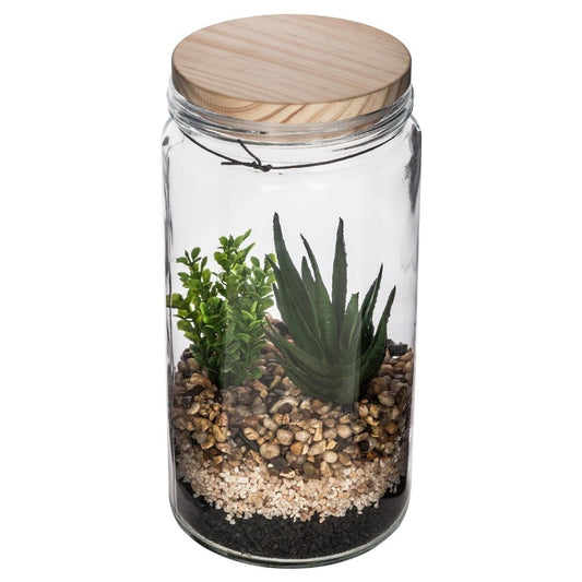 TERRARIUM AVEC PLANTE ARTIFICIELLE H 22 CM