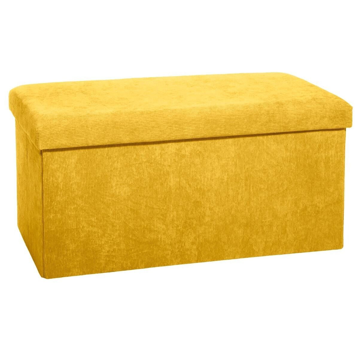 POUF PLIANT VELOUR JAUNE MOUTARDE  76X38 CM