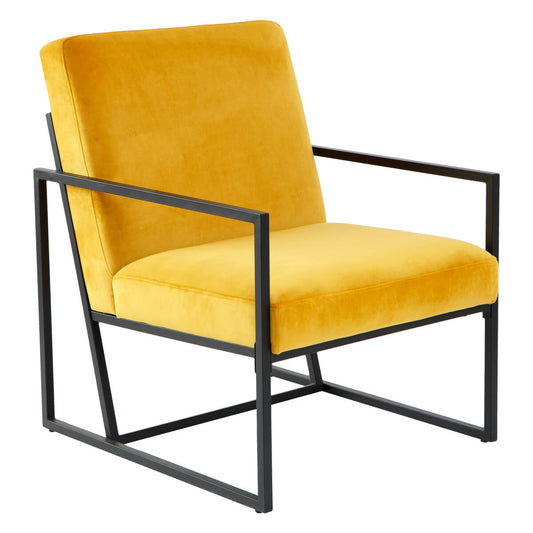 FAUTEUIL AGATHA VELOUR JAUNE