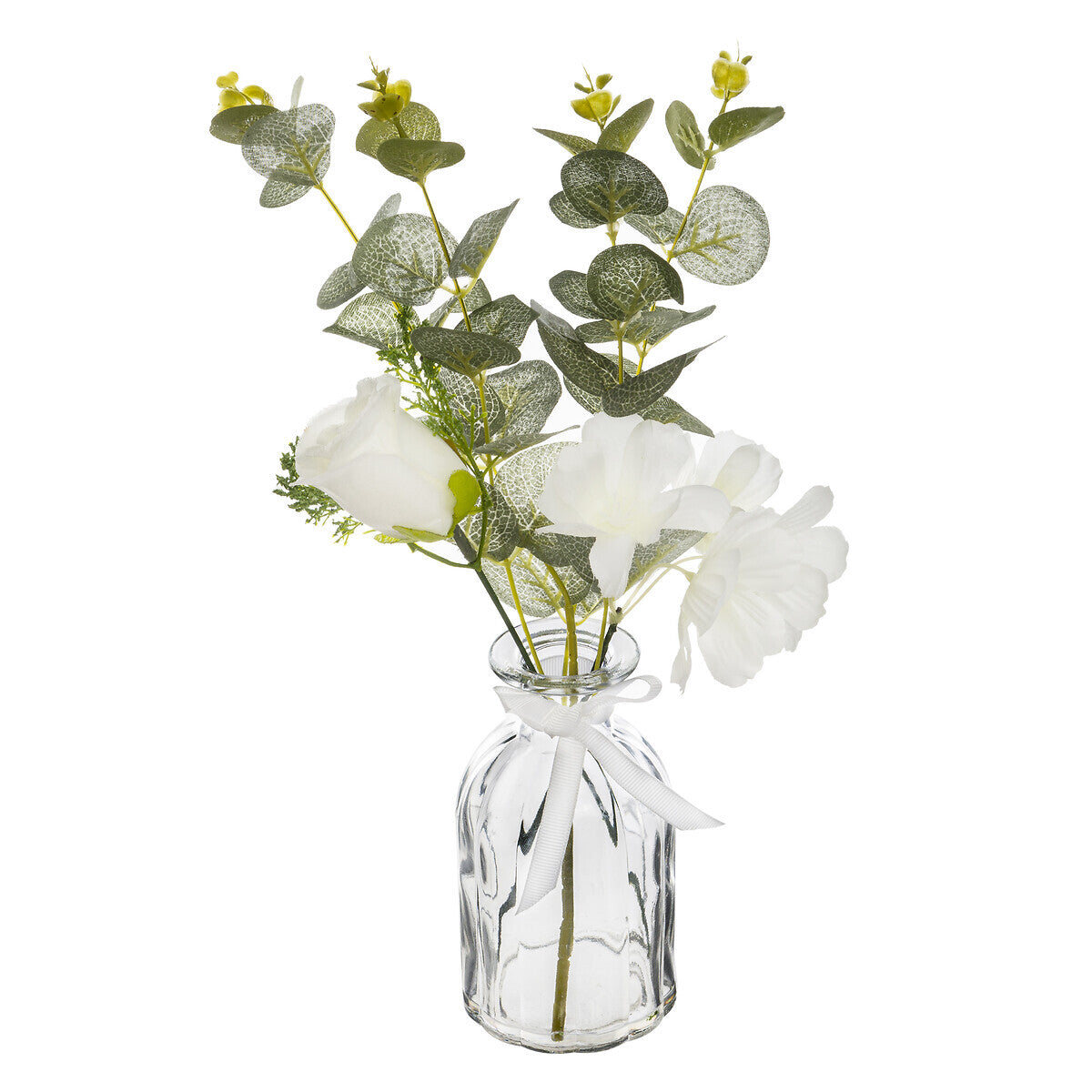 COMPOSITION EUCALYPTUS ARTIFCIELLE VASE VERRE H 39 CM