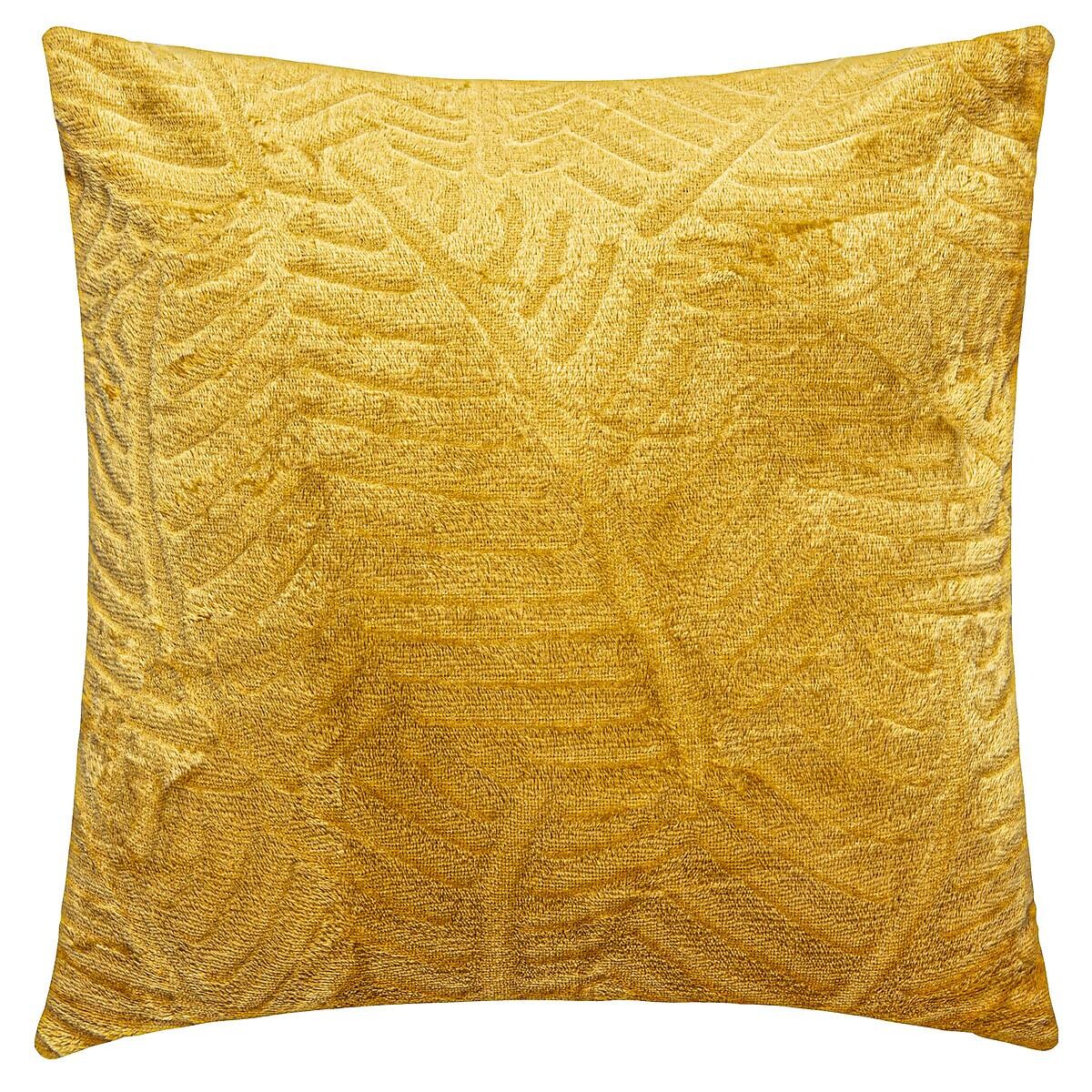 COUSSIN FEUILLES JAUNE 40X40CM