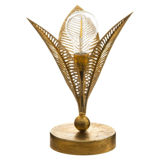 LAMPE LED FEUILLE DORE H 25 CM