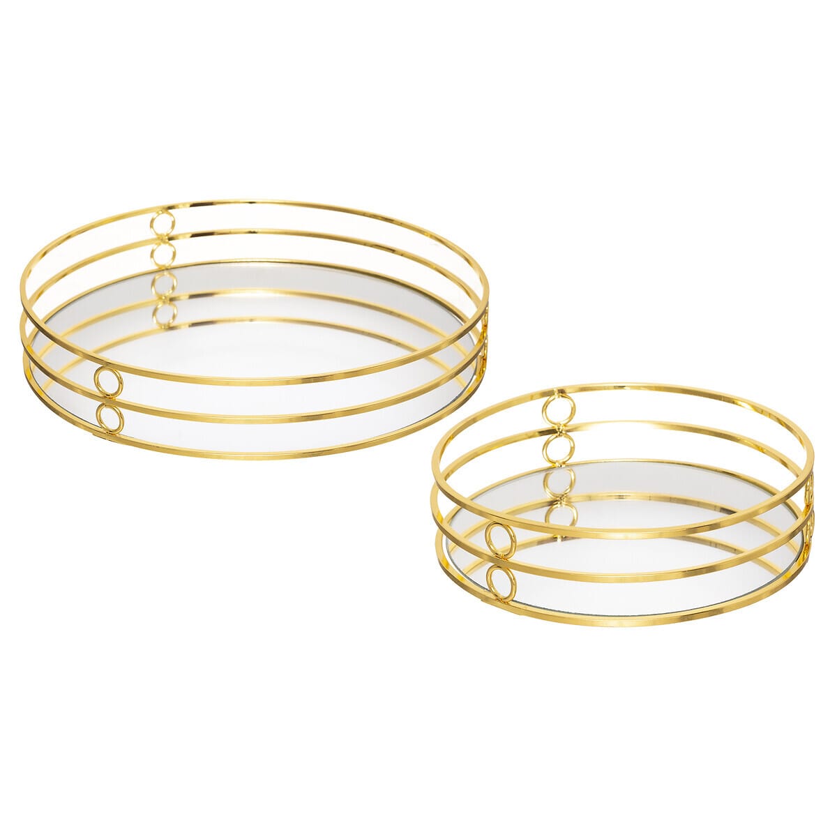 SET DE 2 PLATEAUX FEEL METAL DORE D 20 & 30 CM