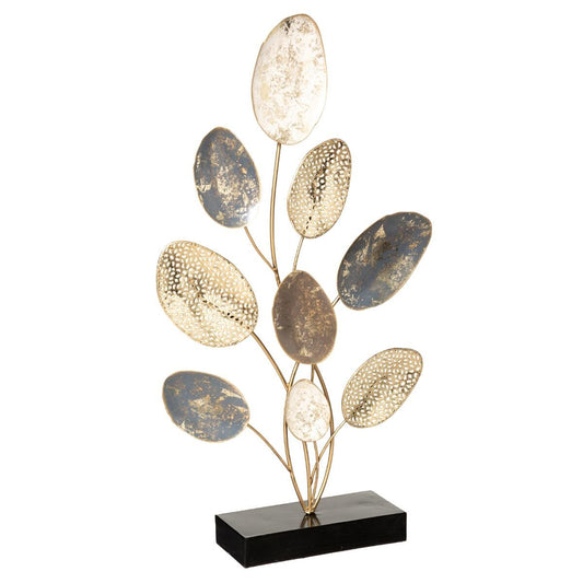 OBJET DECO FEUILLES METAL DORE H 53CM