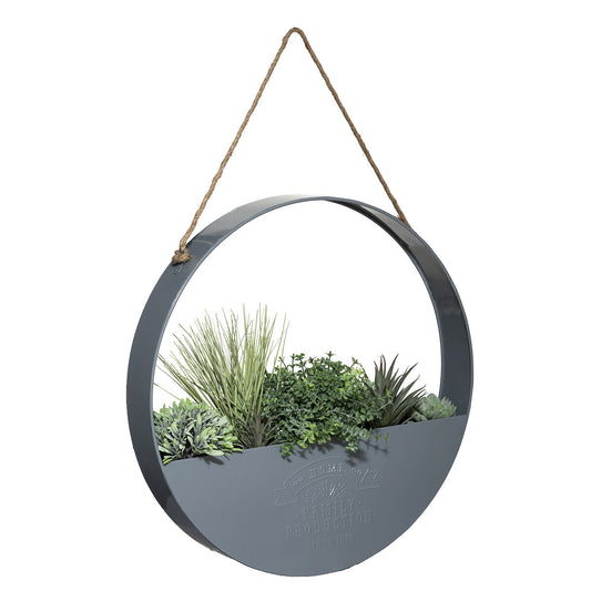 SUSPENSION DE 4 PLANTES ARTIFICIELLES POT METAL D 44 CM