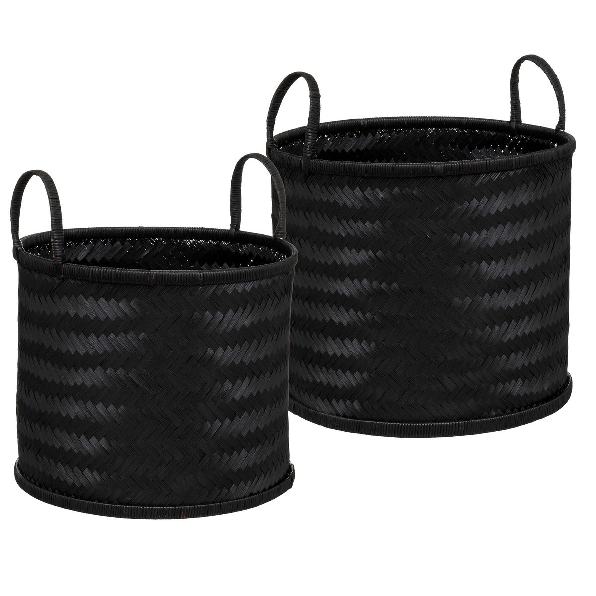 SET DE 2 PANIERS BAMBOU NOIR D 35 / 40 CM