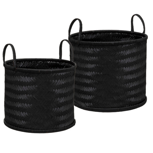 SET DE 2 PANIERS BAMBOU NOIR D 35 / 40 CM