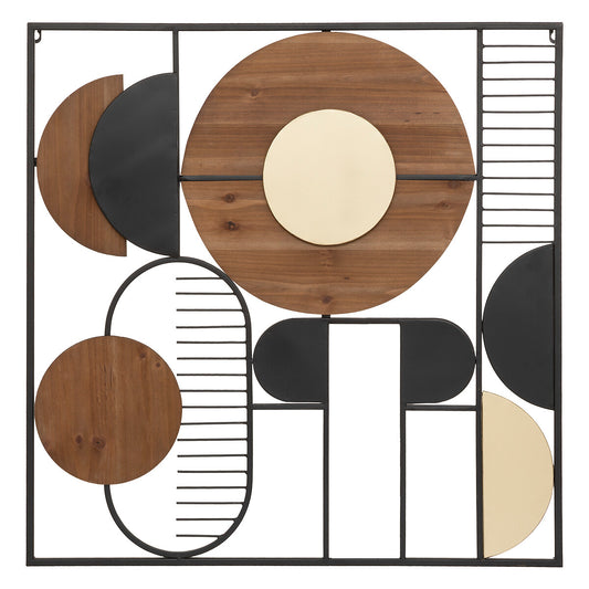 DECO MURALE AENOR METAL ET BOIS 70X70 CM