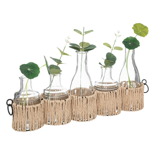 SET DE 5 SOLIFLORE VERRE H 29.5 CM