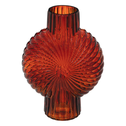 VASE COQUILLAGE VERRE ROUGE H 25CM