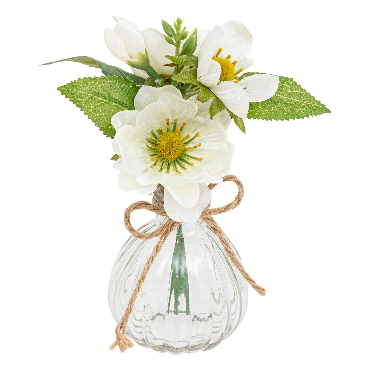 COMPOSITION VASE ET FLEUR ARTIFICIELLE H 17CM