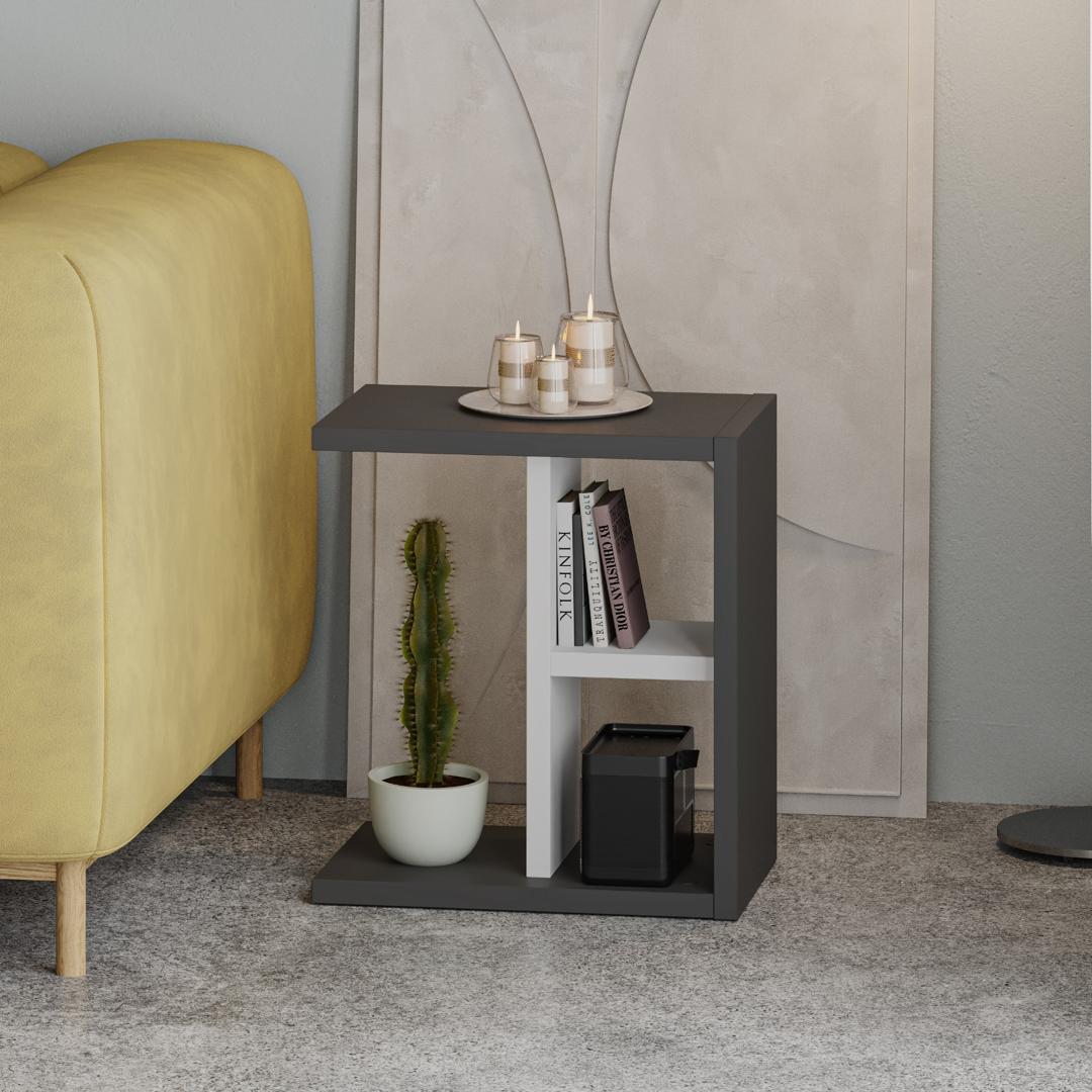KOMOTI SIDE TABLE ANTHRACITE WHITE