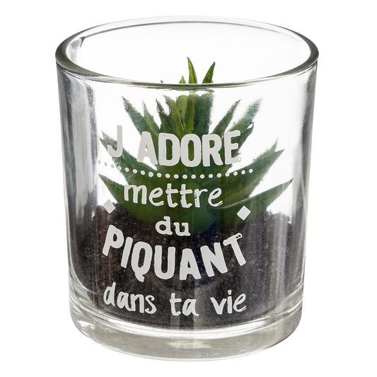 PLANTE ARTIFICIELLE MESSAGE POT VERRE H 8CM