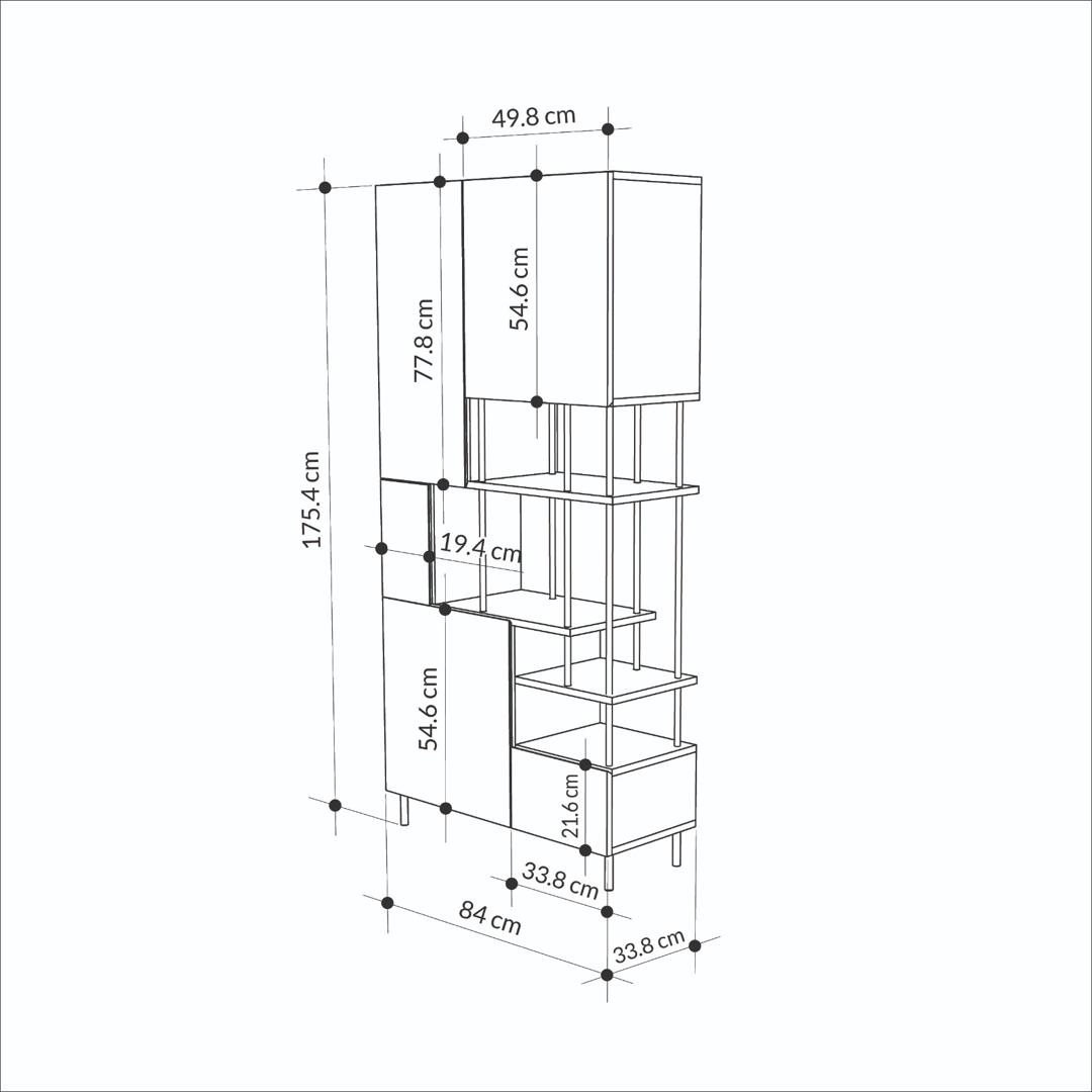 KEY BOOKCASE RETRO GREY