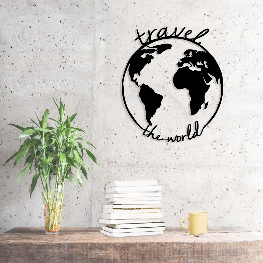 METAL WALL SCULPTURE TRAVEL THE WORLD