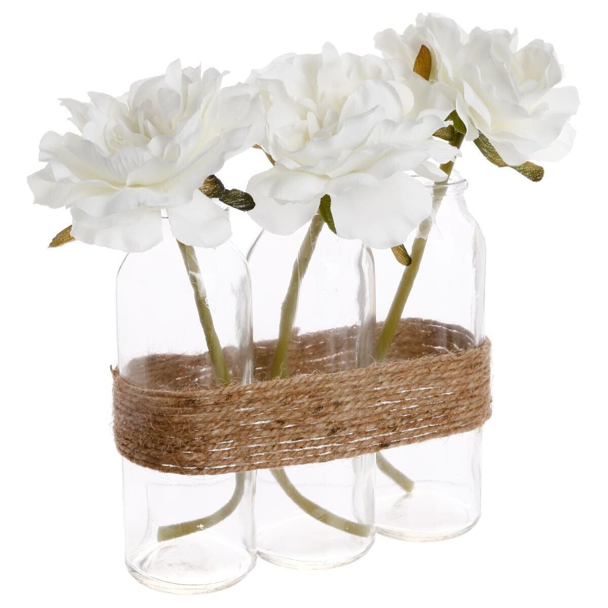 COMPOSITION DE 3 ROSES ARTIFICIELLES