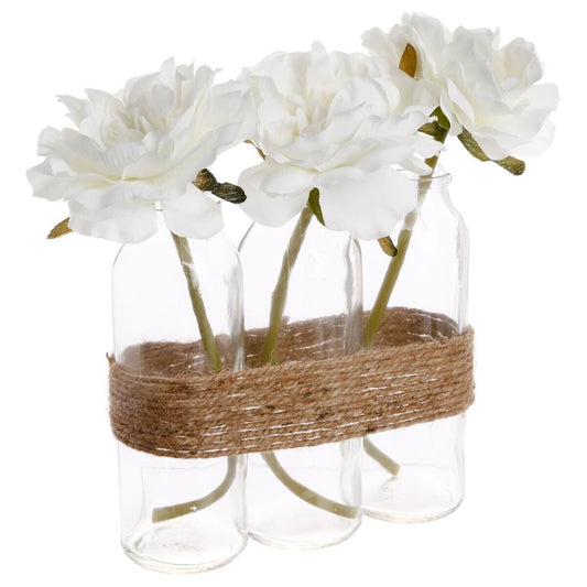 COMPOSITION DE 3 ROSES ARTIFICIELLES