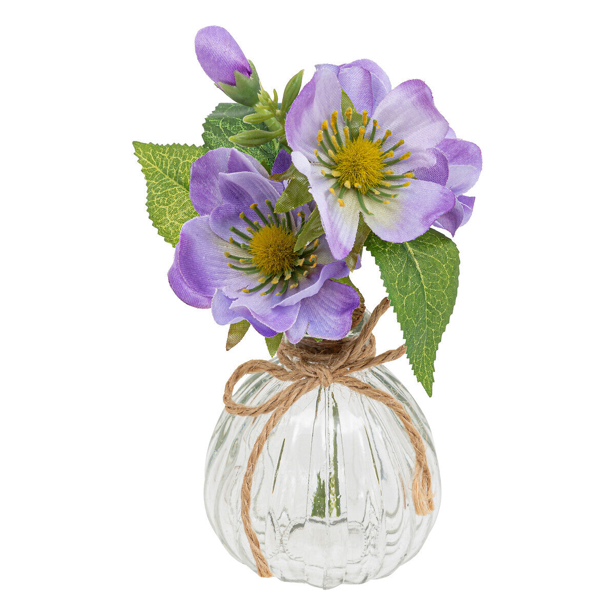 COMPOSITION VASE ET FLEUR ARTIFICIELLE H 17CM